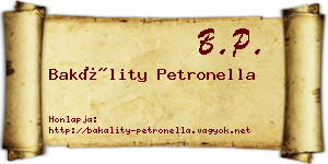 Bakálity Petronella névjegykártya